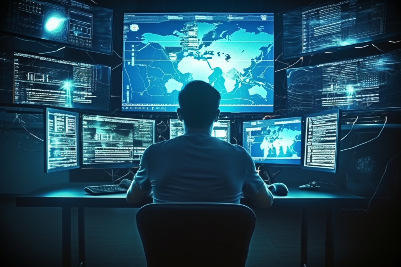 A man working with an IT setup beyond the wildest dreams of Manningham project managers.